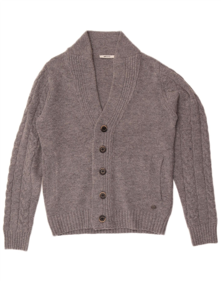 Suéter Cardigan Masculino Gas Pequeno Lã Cinza