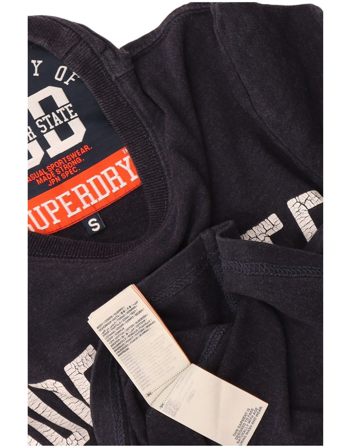 Top gráfico masculino Superdry manga comprida pequeno algodão azul marinho