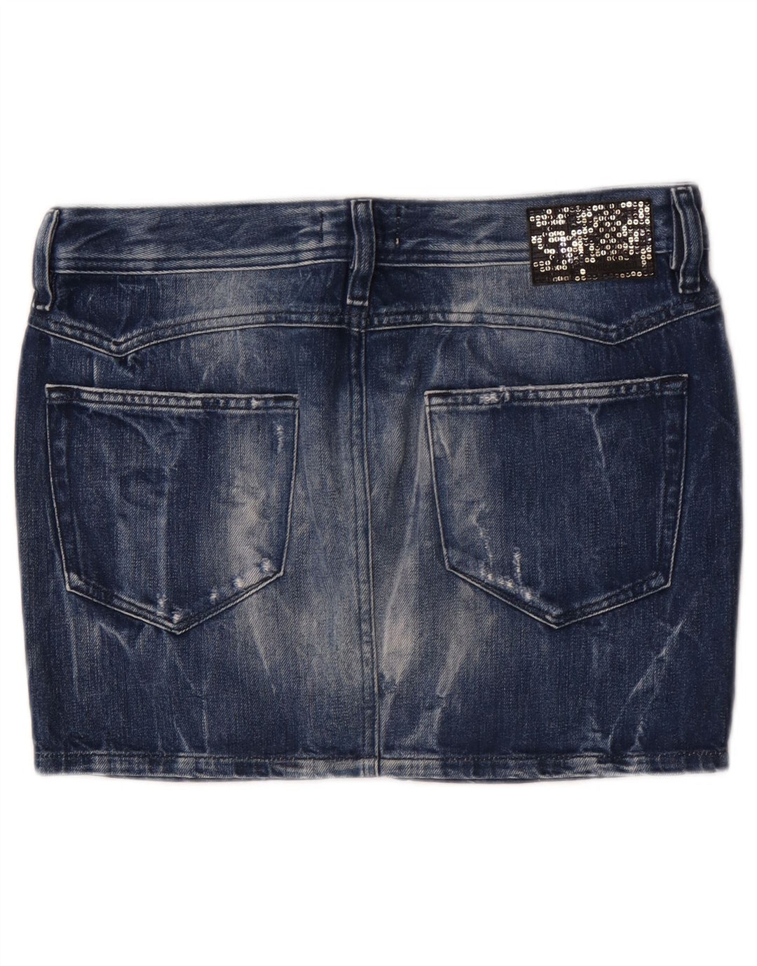 Mini saia jeans feminina Diesel W28 algodão azul médio