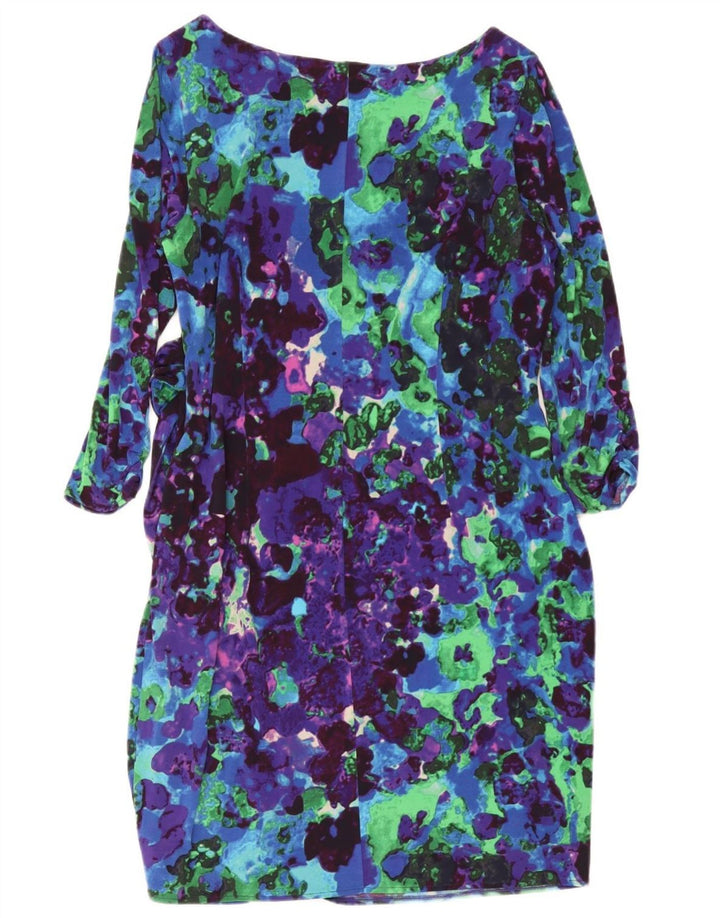 Vestido feminino Coast com padrão abstrato manga 3/4 UK 18 XL azul