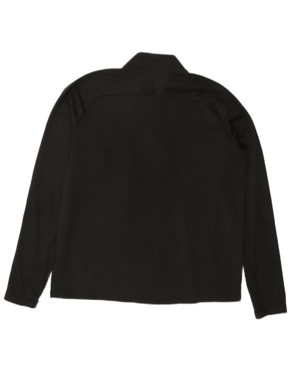 NIKE Mens Dri Fit Zip Neck Pullover Tracksuit Top Large Black Colourblock