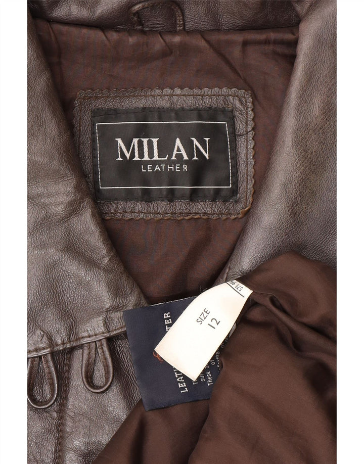 Casaco de couro feminino MILAN UK 12 couro marrom médio