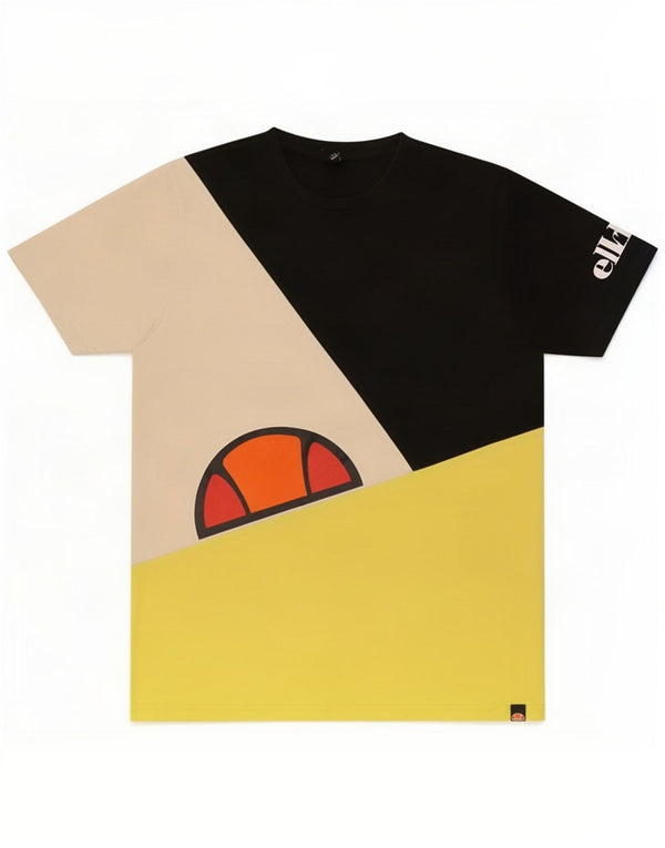 Ellesse Camiseta masculina gráfica grande bloco colorido multicolorido