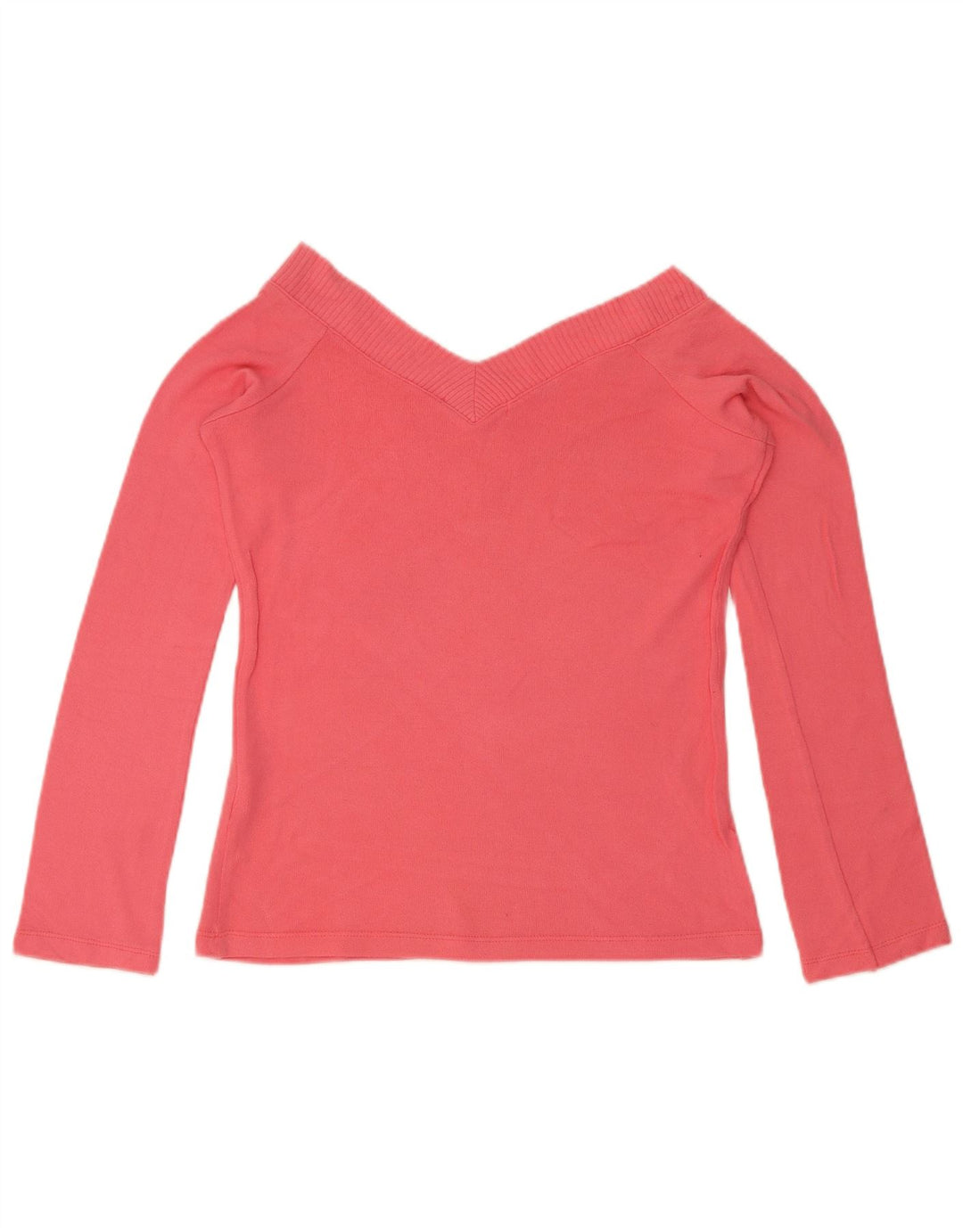 Top feminino Zara de manga comprida UK 12 grande viscose rosa