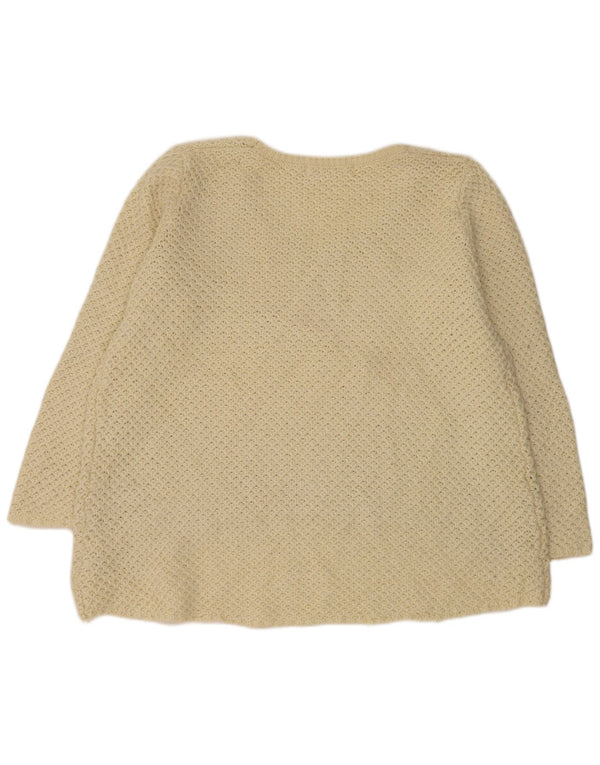 Zara Suéter feminino com gola canoa UK 16 grande acrílico branco