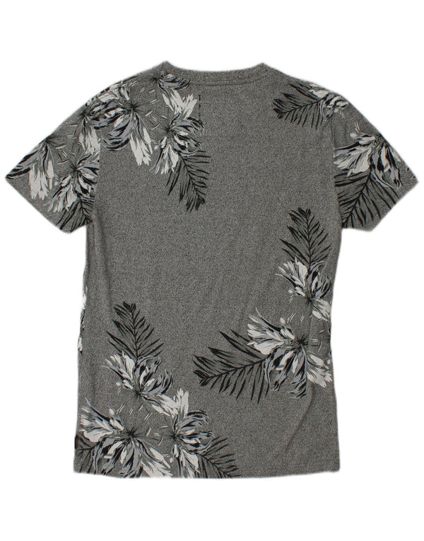 Camiseta masculina SUPERDRY com estampa gráfica pequena de algodão floral cinza