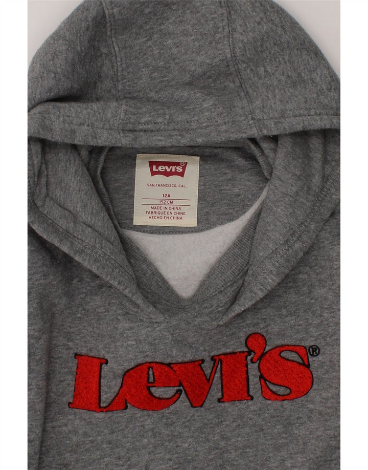LEVI'S Boys Graphic Hoodie Jumper 11-12 Years Grey Cotton Vintage Levi's and Second-Hand Levi's from Messina Hembry 