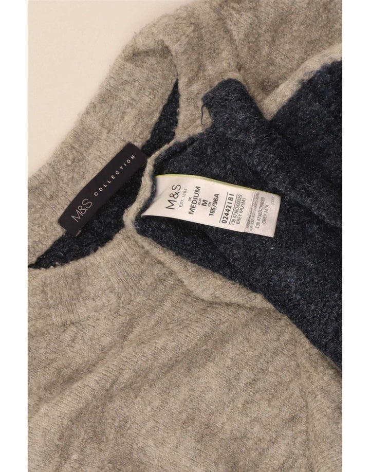 Suéter feminino Marks & Spencer com gola redonda Reino Unido 14 cinza médio