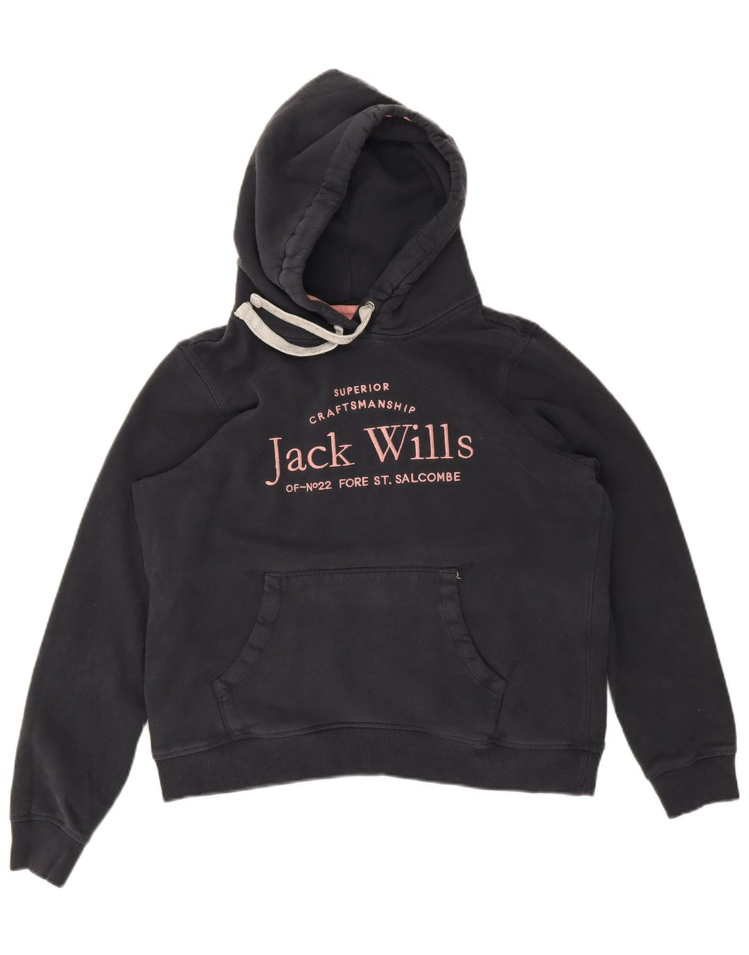 Jack Wills moletom feminino com capuz grande e gráfico UK 12 médio azul marinho
