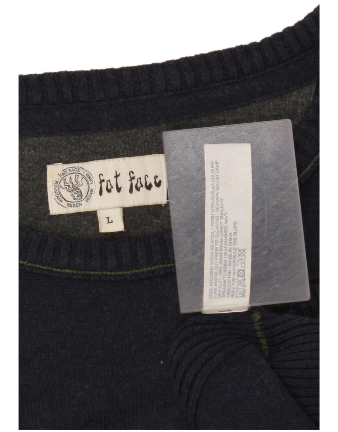 Suéter masculino FAT FACE com gola canoa grande algodão azul marinho