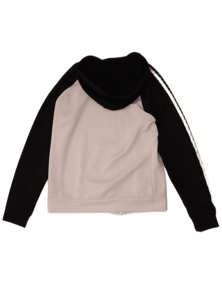Suéter adidas feminino com capuz e zíper UK 14 médio branco colorblock poliéster