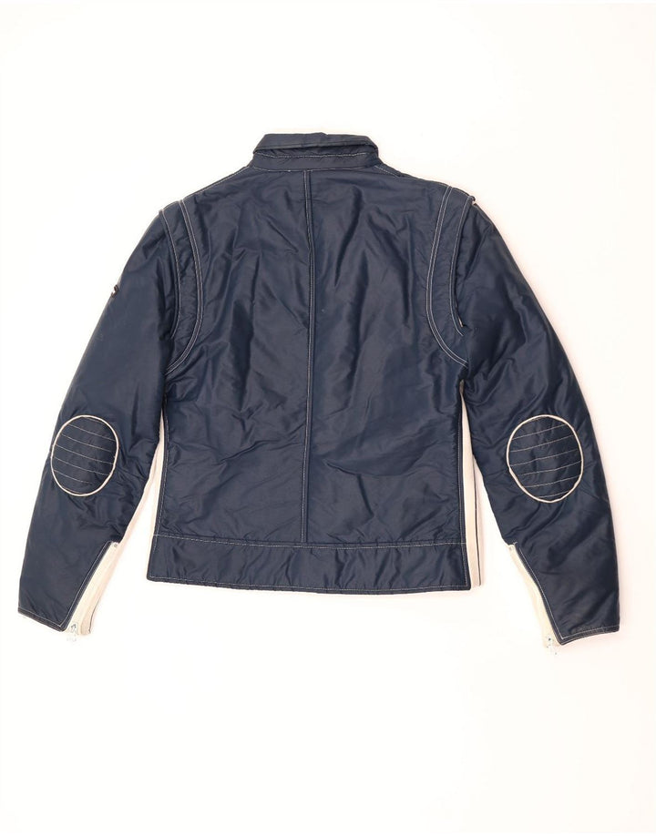 Jaqueta bomber masculina vintage IT 52 XL azul marinho colorblock