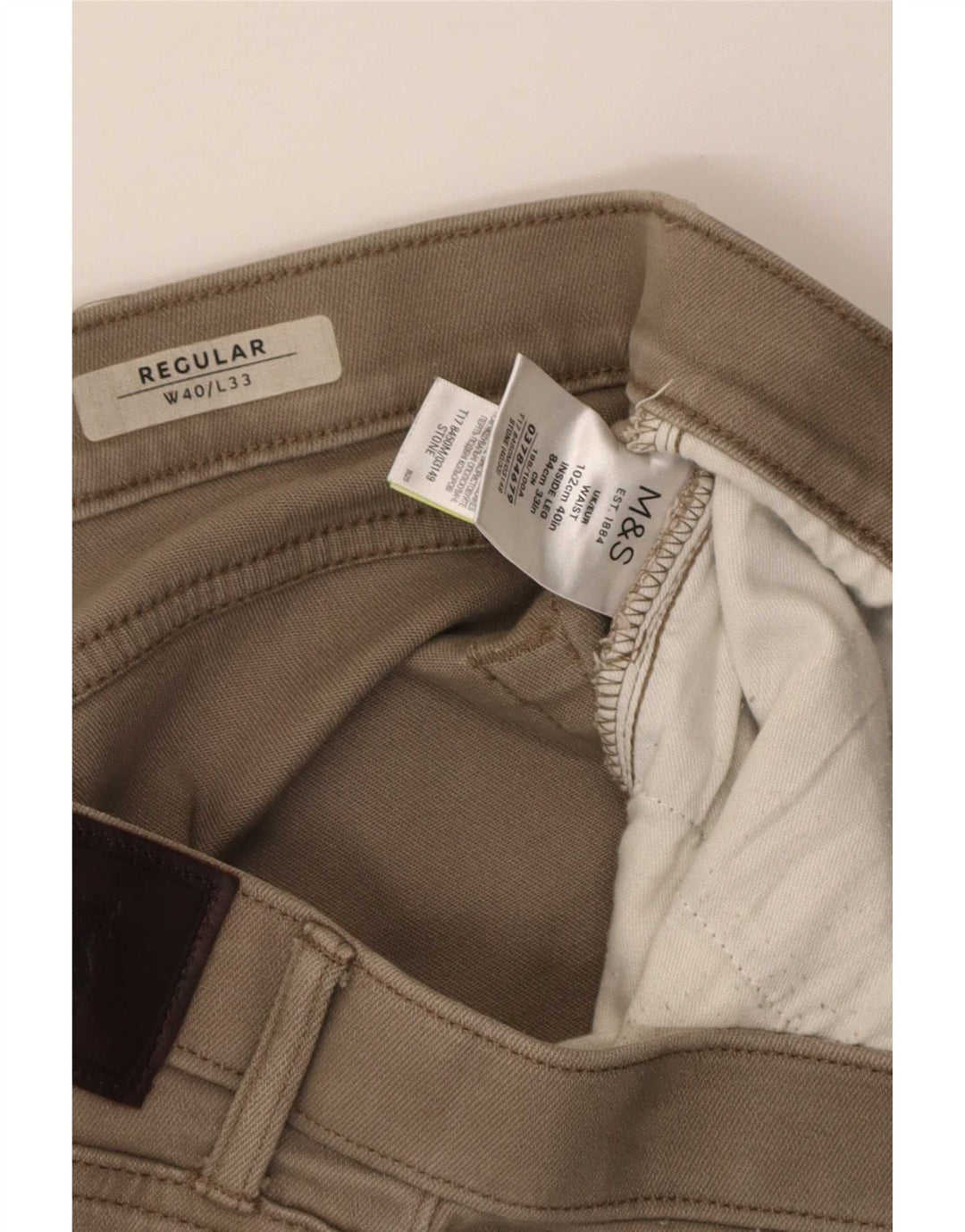 Calça feminina reta regular casual Marks & Spencer W40 L33 bege