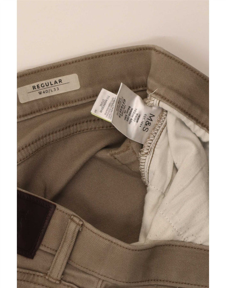Calça feminina reta regular casual Marks & Spencer W40 L33 bege