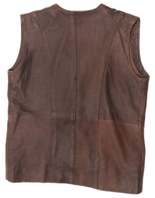 Colete de couro masculino vintage UK 38 marrom médio