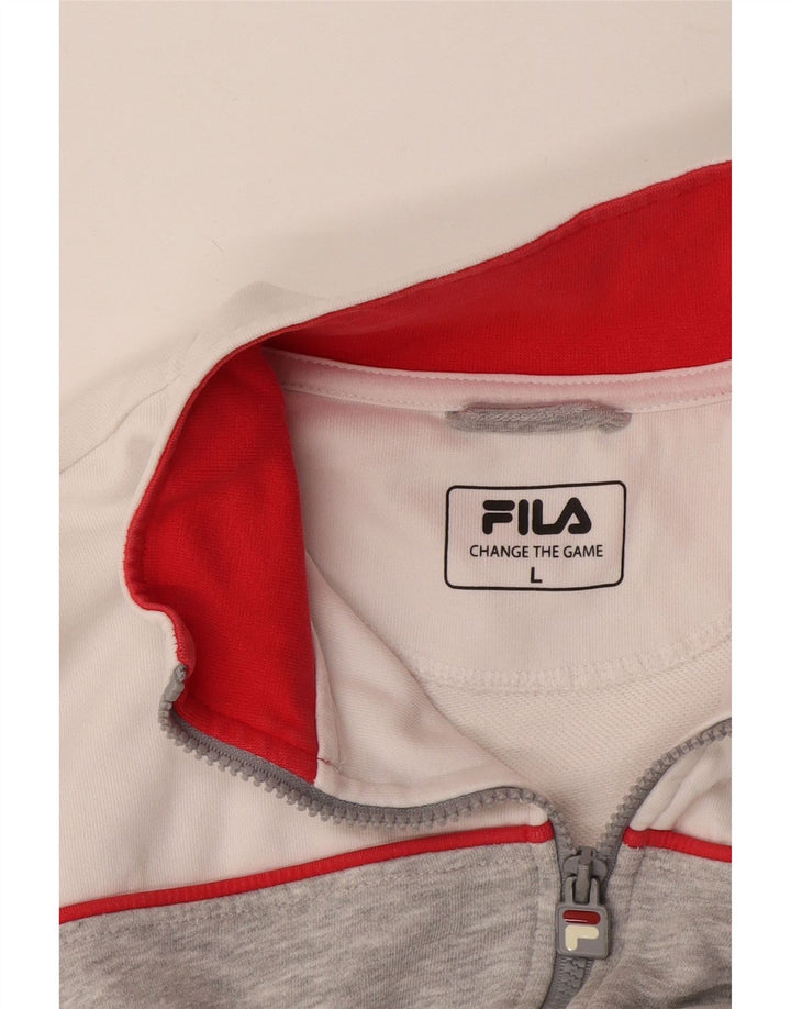 Fila Mens Tracksuit Top Jaqueta Grande Algodão Colourblock Cinza