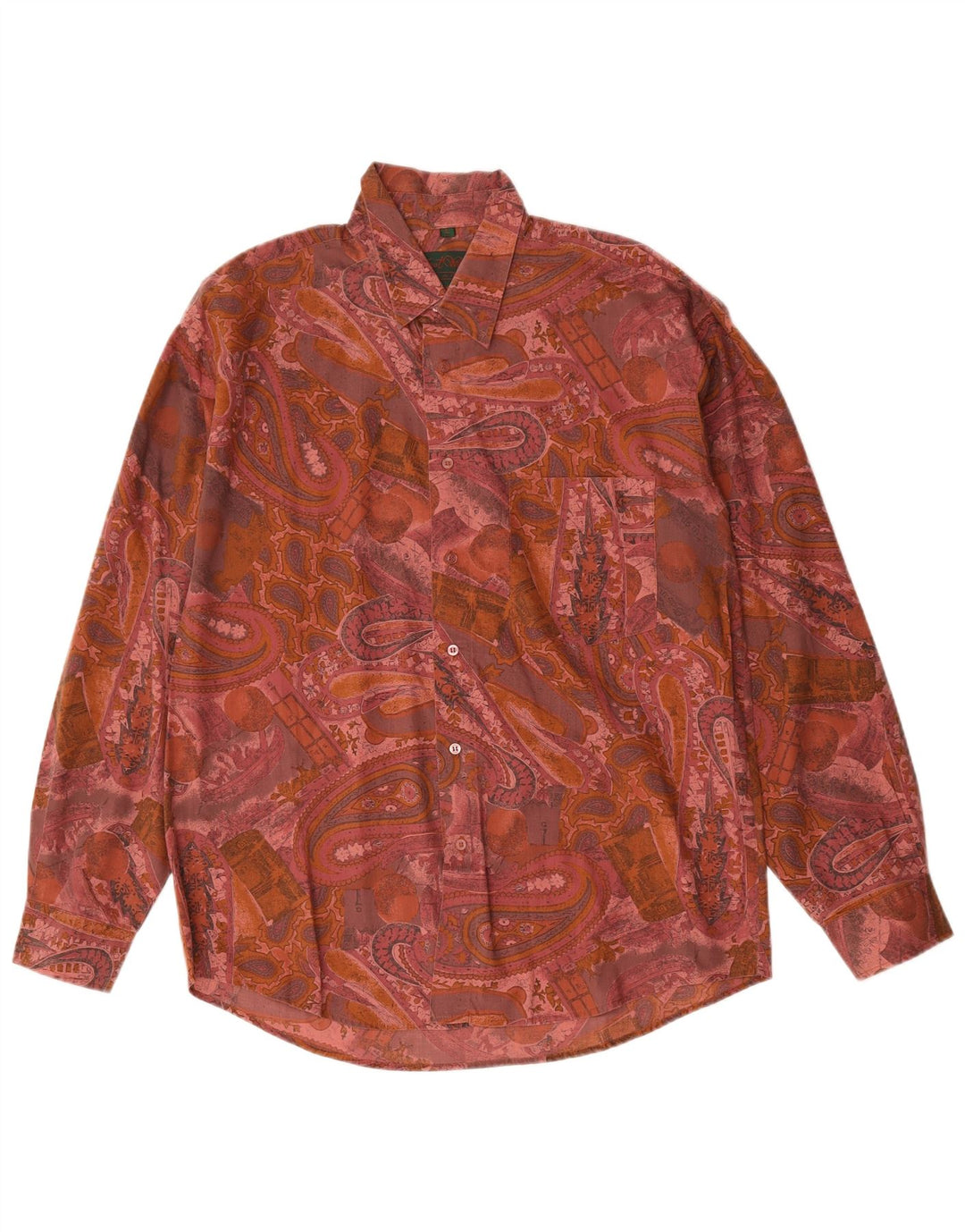 Camisa masculina vintage grande rosa Paisley
