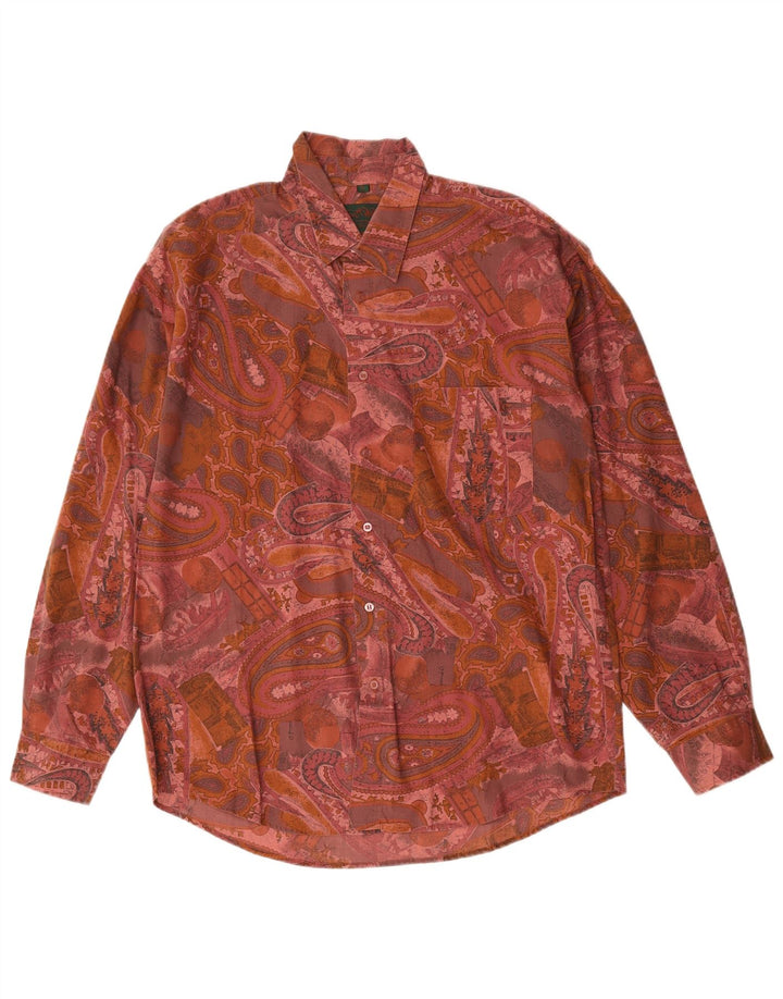 Camisa masculina vintage grande rosa Paisley