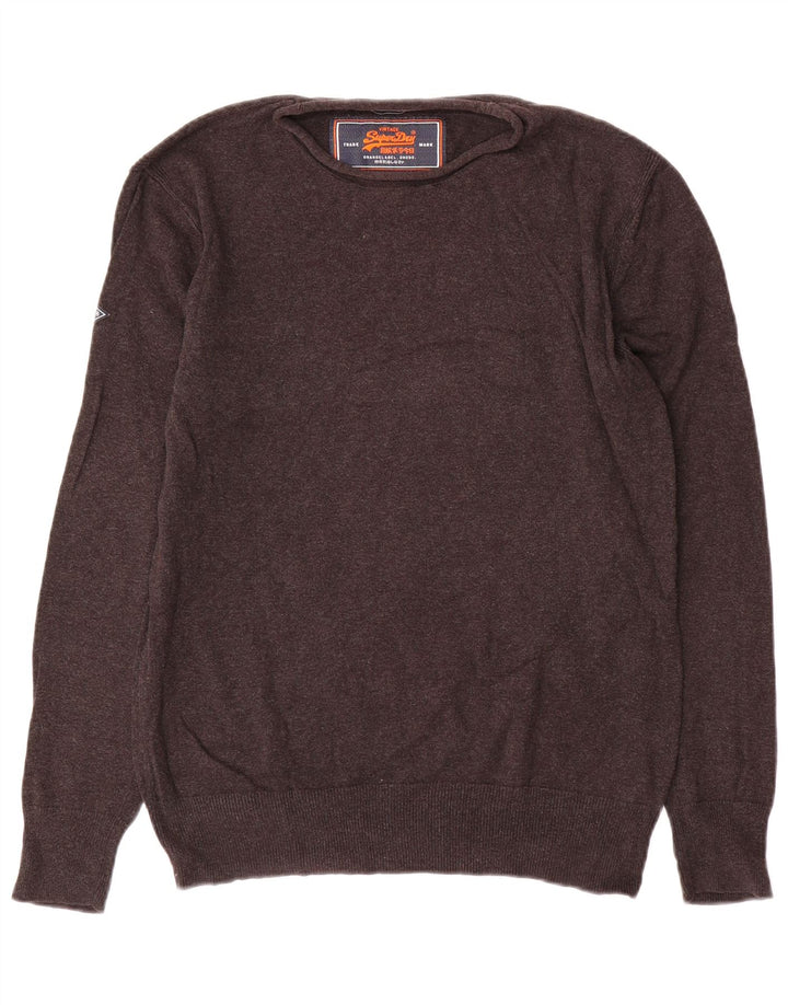 Suéter masculino Superdry com gola canoa e algodão cinza médio