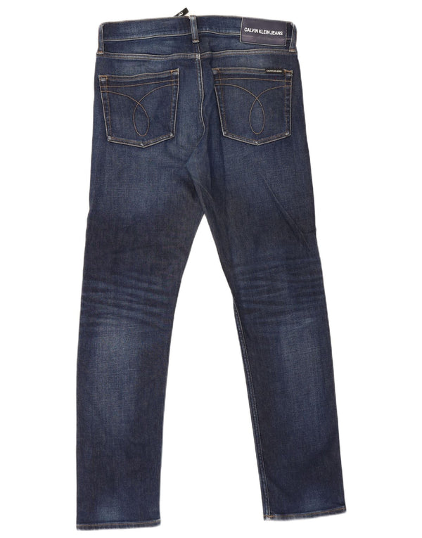 Calvin Klein Masculino Slim Jeans W32 L32 Azul Marinho Algodão