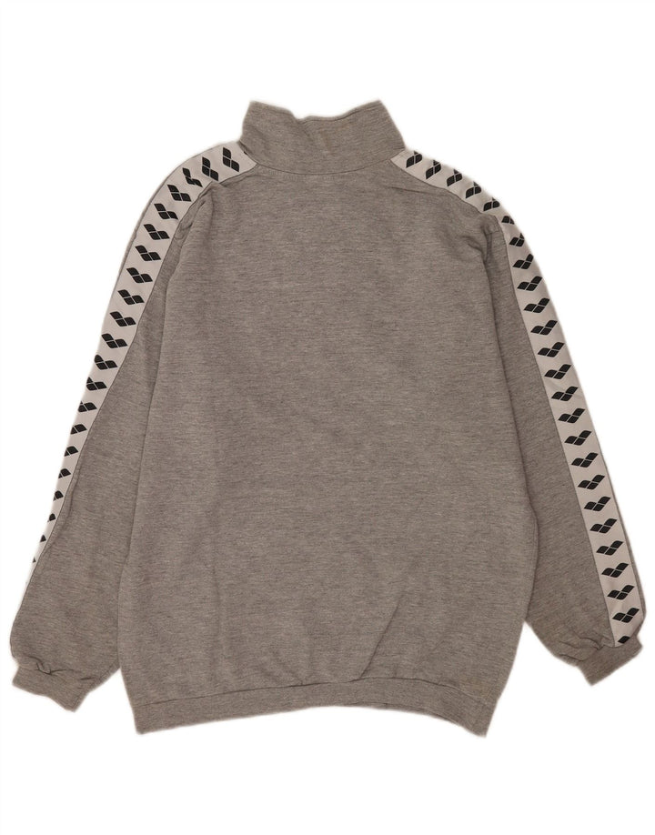 Suéter masculino Arena com capuz gráfico com zíper e gola cinza médio