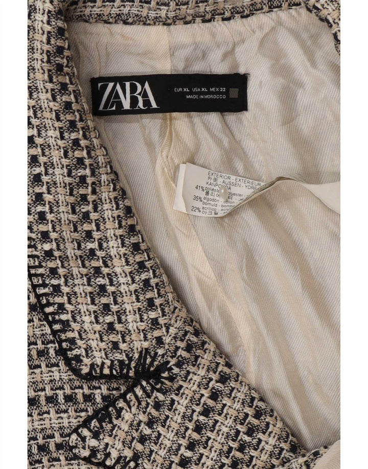 Jaqueta blazer feminina Zara com 3 botões Reino Unido 18 XL cinza risca de giz poliéster