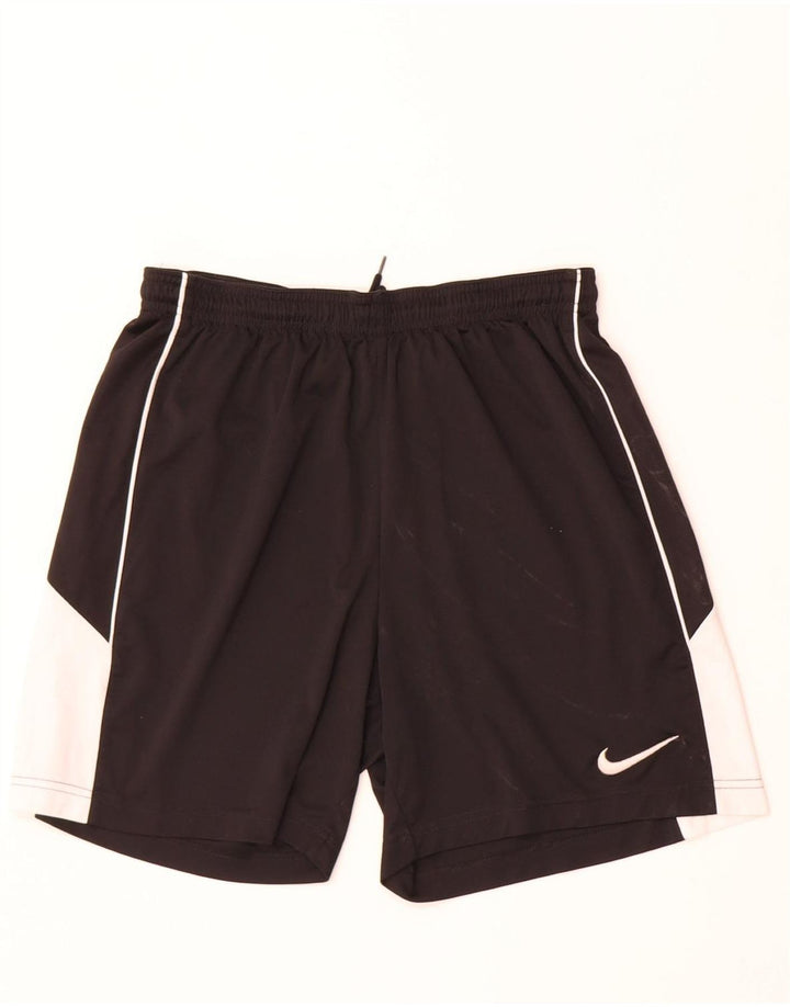 Shorts esportivos masculinos Nike Dri Fit médio preto colorblock poliéster