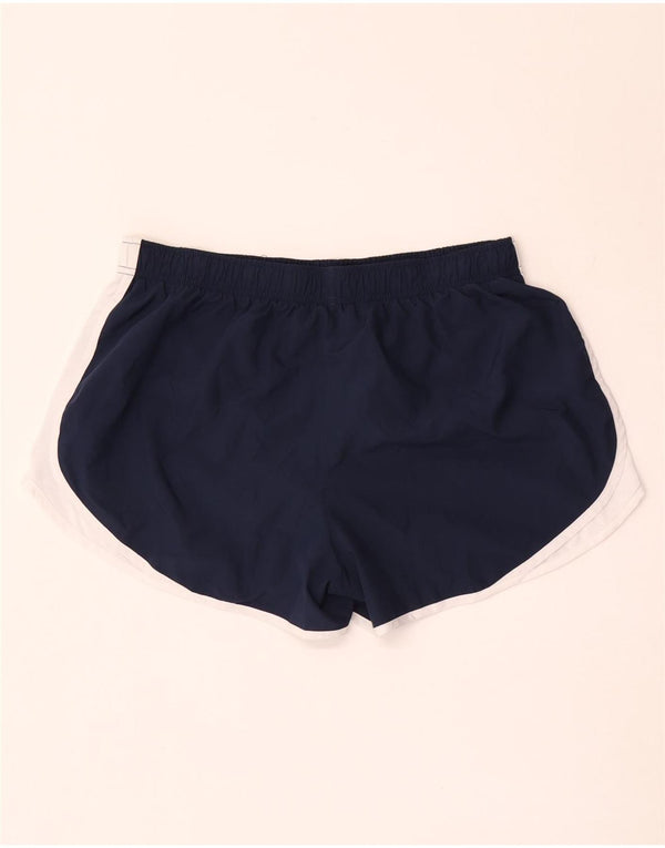 Shorts esportivos femininos Nike Dri Fit UK 18 XL azul marinho colorblock poliéster