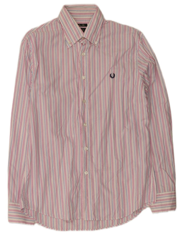 Fred Perry Camisa masculina slim fit grande algodão listrado rosa
