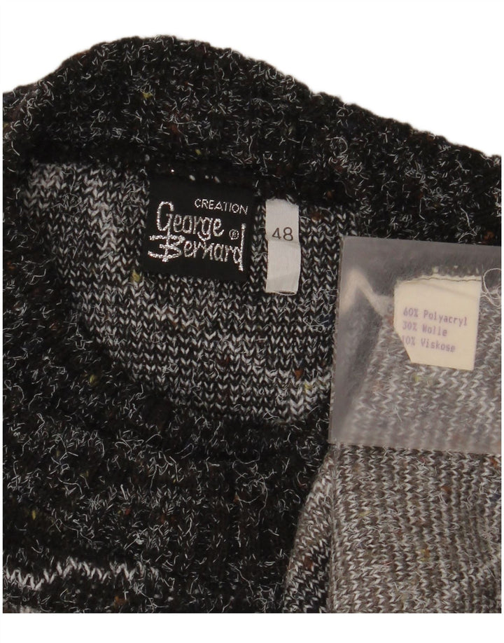 Suéter feminino vintage com gola tartaruga IT 48 XL cinza listrado poliacrílico