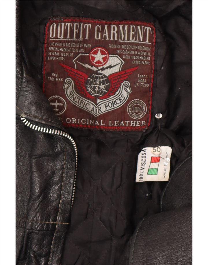 Jaqueta de couro masculina VINTAGE IT 50 grande couro preto