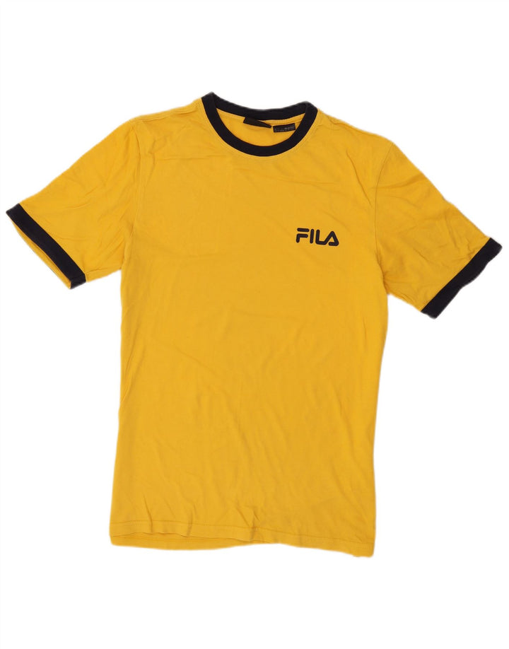 Camiseta masculina Fila top pequeno amarelo colorblock algodão