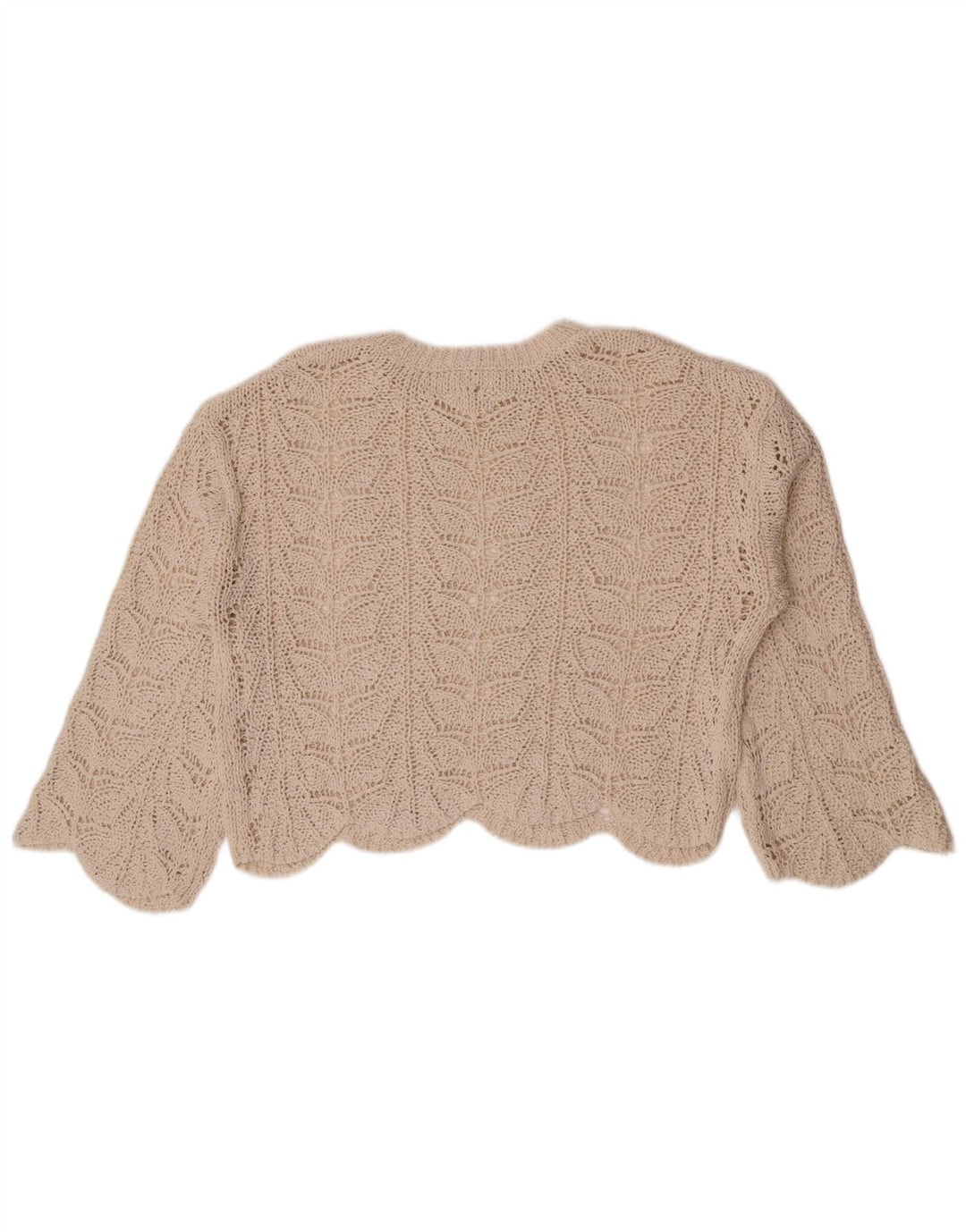 Zara Womens Oversized Crochet Crop Top Reino Unido 10 Pequeno Bege