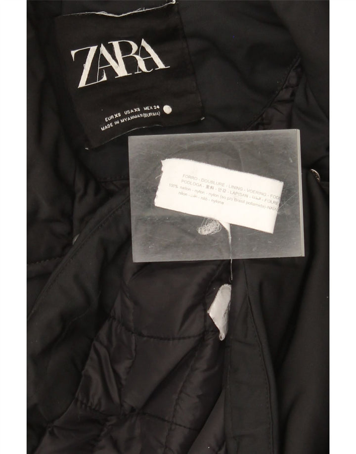 Jaqueta acolchoada grande Zara feminina Reino Unido 6 XS preto nylon