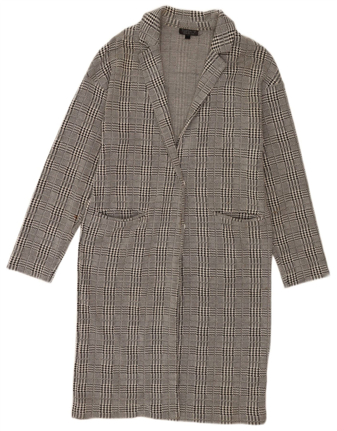 Sobretudo feminino Topshop UK 10 algodão houndstooth cinza pequeno