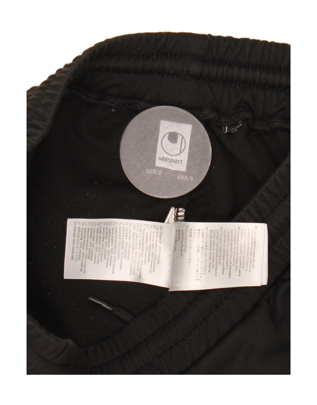 Calça de treino masculina Uhlsport com estampa gráfica pequena de poliéster preto