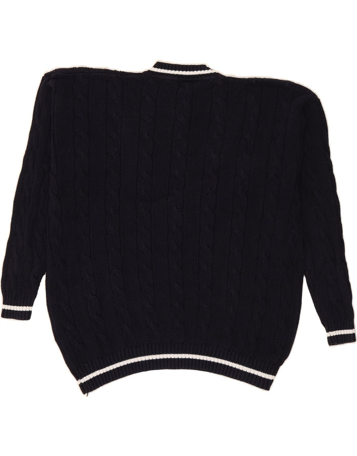 MARCO PECCI Mens V-Neck Jumper Sweater 2XL Navy Blue Cotton Vintage Marco Pecci and Second-Hand Marco Pecci from Messina Hembry 