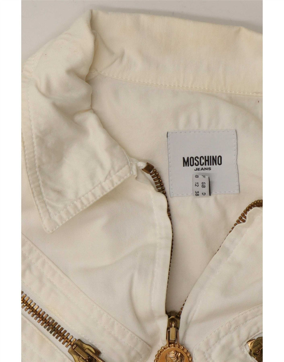 Jaqueta bomber feminina Moschino UK 12 médio algodão branco