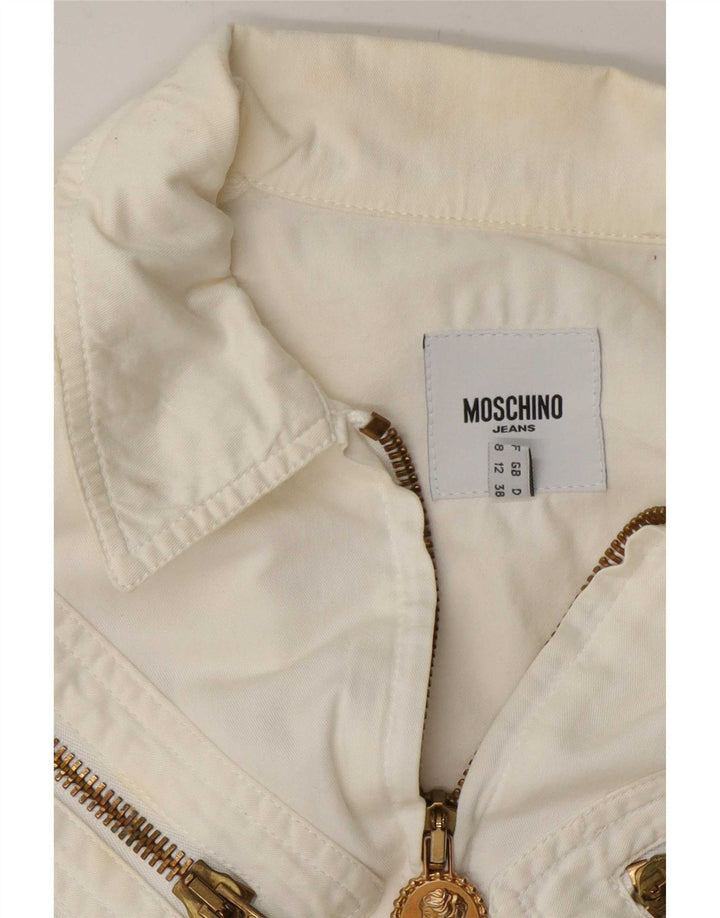 Jaqueta bomber feminina Moschino UK 12 médio algodão branco