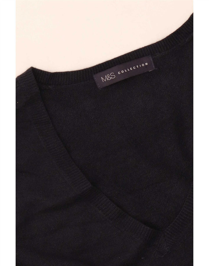 Suéter feminino Marks & Spencer com decote em V Reino Unido 16 grande azul marinho