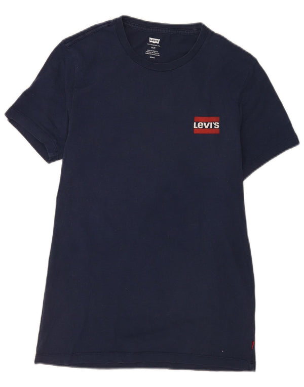 Camiseta masculina Levi's Slim Fit top pequeno algodão azul marinho