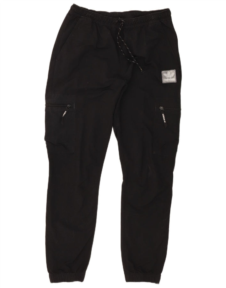 Adidas Mens Joggers Cargo Calças Médias W32 L29 Preto Nylon