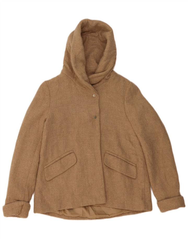 Jaqueta bomber com capuz feminina Zara Reino Unido 6 XS lã bege
