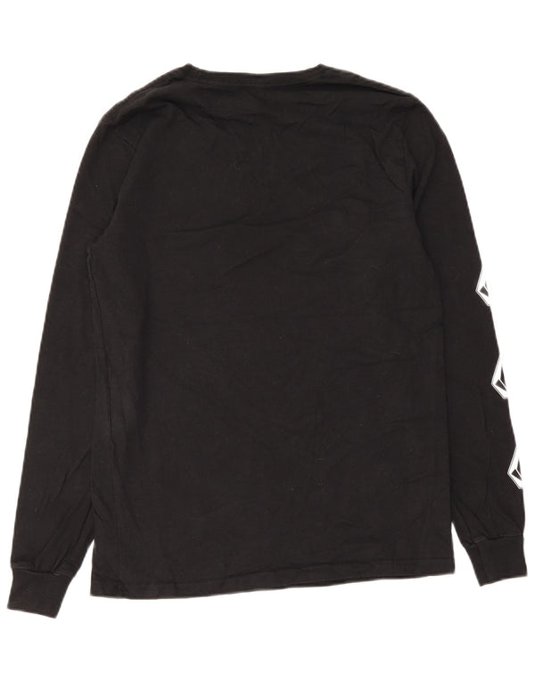 Top gráfico masculino Volcom manga comprida pequeno algodão preto