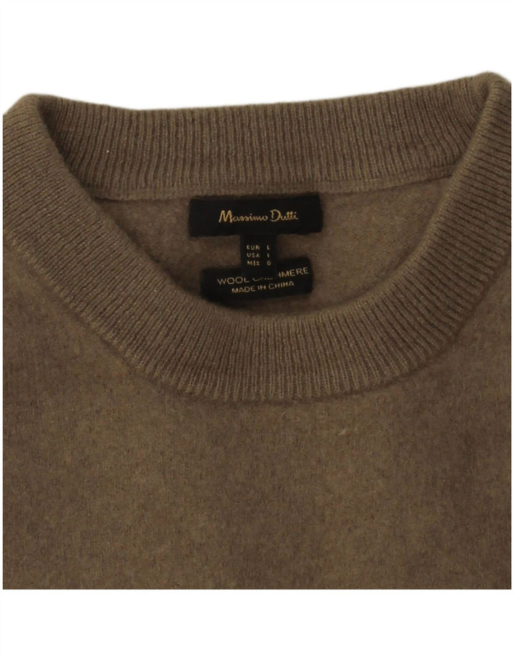 Suéter feminino Massimo Dutti com gola redonda Reino Unido 14 grande lã cinza
