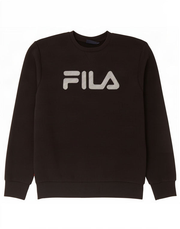 Fila Mens Graphic Moletom Jumper Médio Algodão Preto