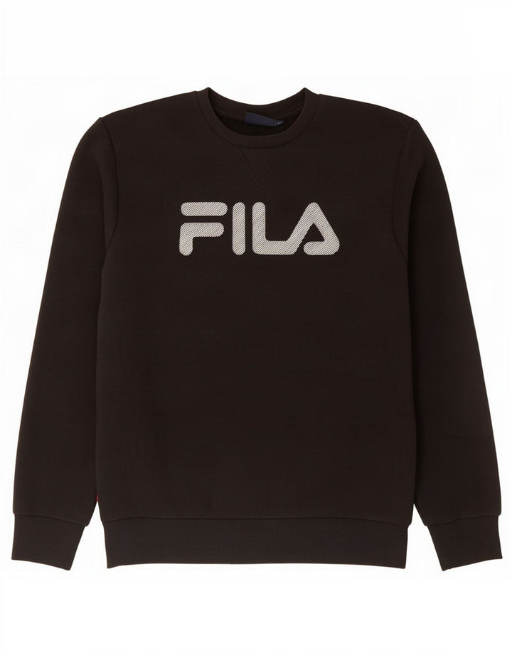 Fila Mens Graphic Moletom Jumper Médio Algodão Preto