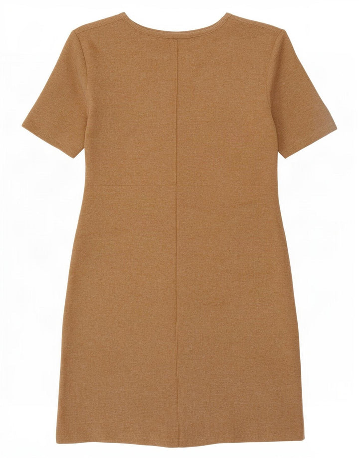 Vestido feminino Zara Shift UK 10 pequeno bege