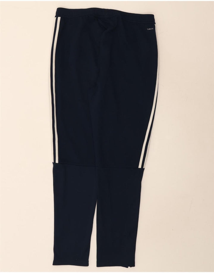 Calça de treino masculina Adidas Climalite grande poliéster azul marinho