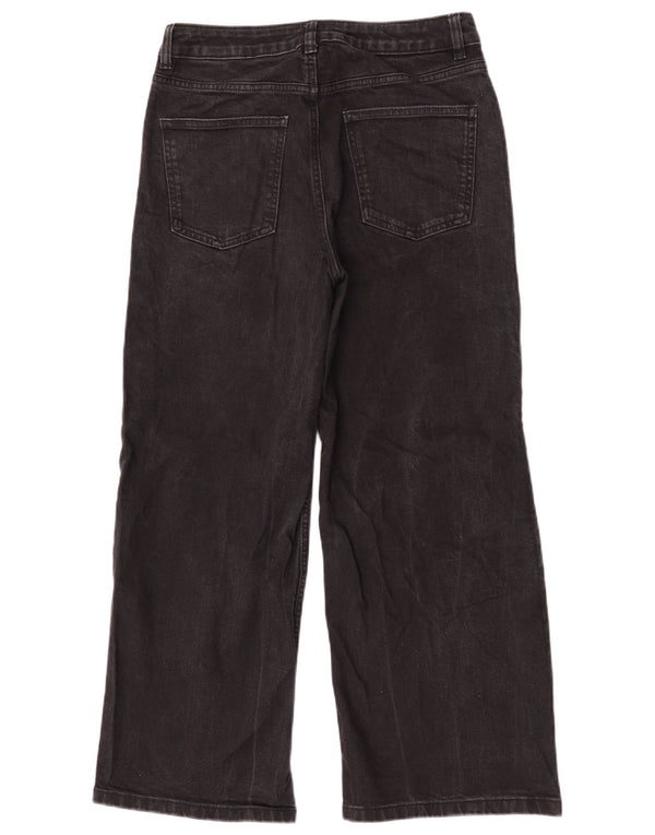 Calça jeans feminina Marks & Spencer com perna larga Reino Unido 12 médio W30 L28 algodão preto